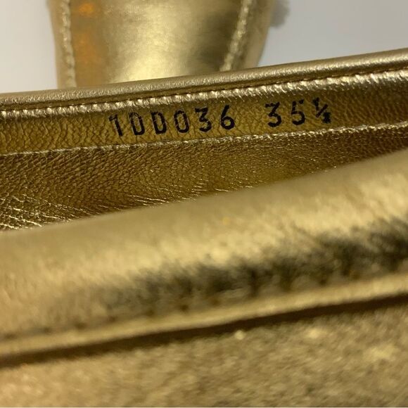 Prada Metallic Gold Leather Bow Slip On Loafers Size 35.5 - Picture 11 of 13